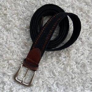 Torino Men's Black and Brown Woven Leather Belt Size 44